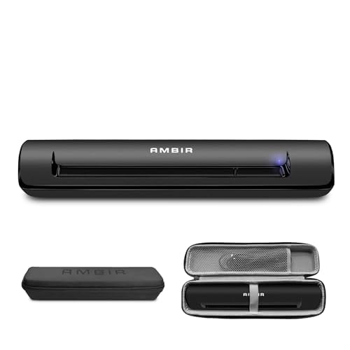 Ambir TravelScan Pro Go Bundle: escáner portátil compacto de documentos, tarjetas de presentación y recibos con alimentación USB para PC con Windows, con estuche rígido de viaje PS600-GO
