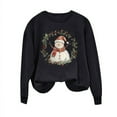 thumbnail image 6 of Oalirro Christmas Sweatshirts for Women Long Sleeve Graphic Dressy Womens Top Merry Christmas Snowman Print Black Round Neck Top, L, 6 of 6
