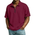 thumbnail image 2 of Men's Quarter Zip Polo Shirt Short Sleeve Casual Solid Color Classic Design Summer Beach Outdoor Daily Wear Slim Fit, 2 of 9