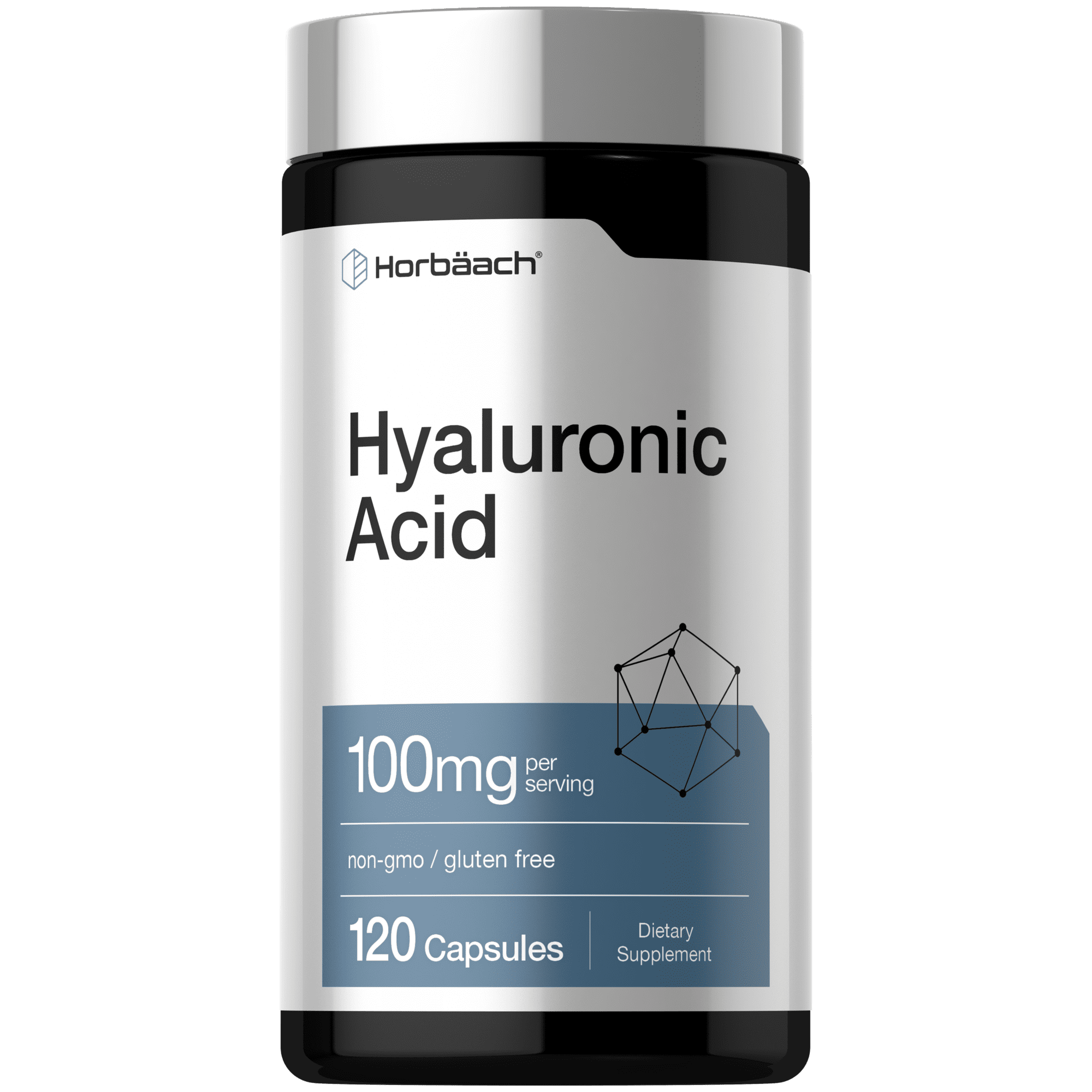 Hyaluronic Acid Supplement | 100mg | 120 Capsules | Non-GMO, Gluten Free | by Horbäach