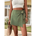 thumbnail image 4 of Minifalda Cruzada de Verano para Mujer, con Nudo, Cintura Alta, Cinturón, Cremallera, Informal, Holgada, Verde, Talla M, 4 of 10