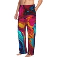 thumbnail image 2 of Goofa Colorful Abstract Swirls Pattern Printed Soft Pajama Pants for Men, Wide Leg Comfy Casual Lounge Yoga Pants-Large, 2 of 9