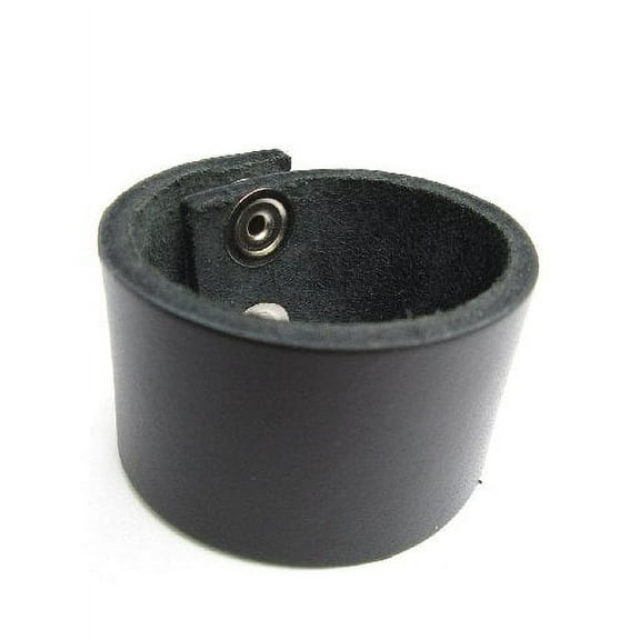 Biker Wristband Black Topgrain Leather 1 1/2" Wide Size Small