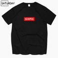 thumbnail image 1 of Camiseta de algodón con estampado negro de Senpai Anime Girl Nerdy para hombre, camiseta de manga corta para mujer, camiseta de algodón, ropa unisex Harajuku, 1 of 5