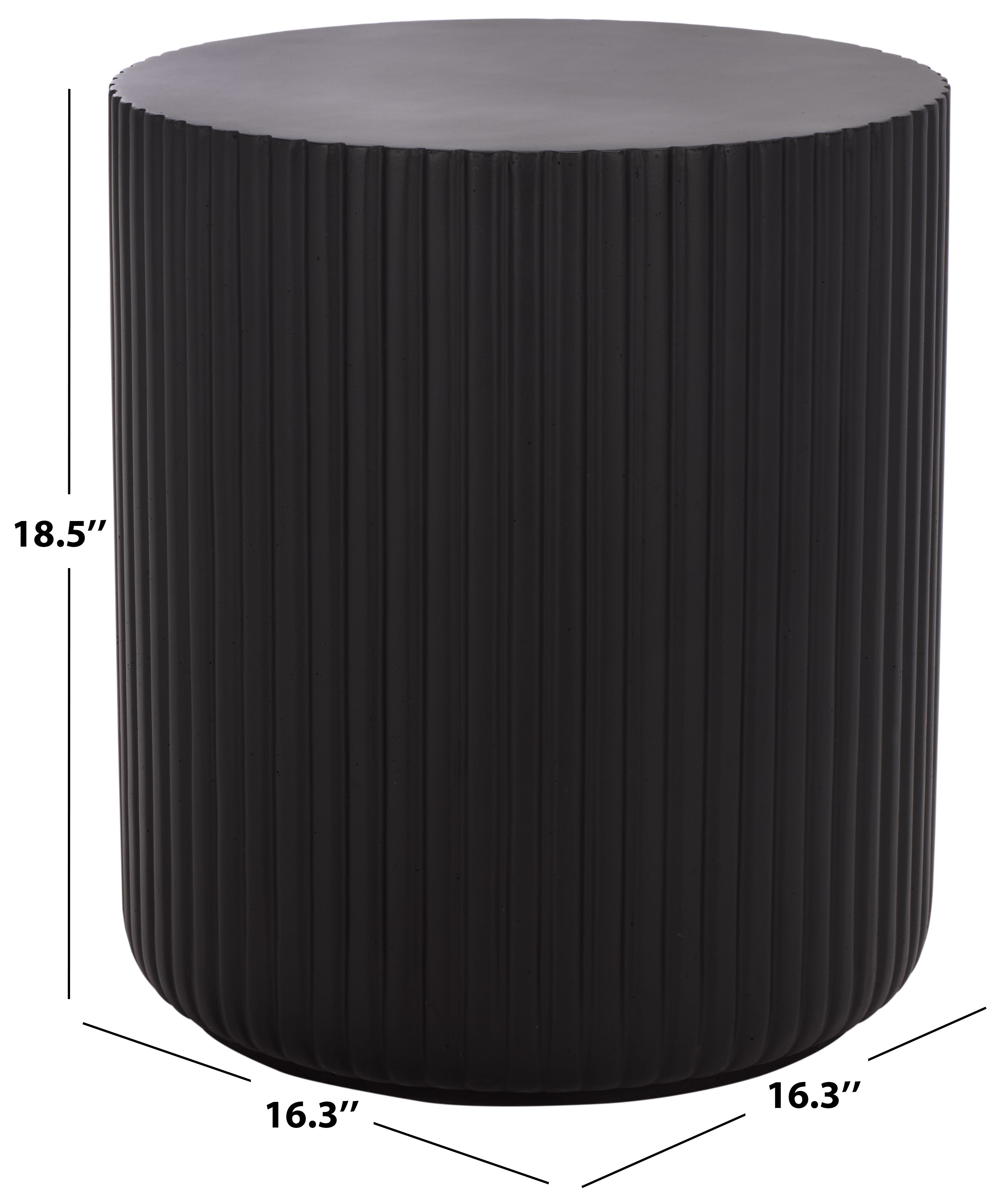 Safavieh Napa Outdoor Modern Cement Round End Table, Matte Black