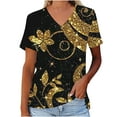 thumbnail image 6 of JTZGDY Vintage Floral Print Summer Tops for Women Casual Short Sleeve Oversized V Neck Graphic T-Shirts Loose Fit Comfy Beach Vacation Tunic Tees Shirt Blouse Black#01 XL, 6 of 6