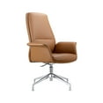 thumbnail image 3 of LeisureMod Summit Mid-Century Modern Office Chair in Faux Leather and Aluminum Frame with Adjustable Height and Swivel (Acorn Brown), 3 of 5