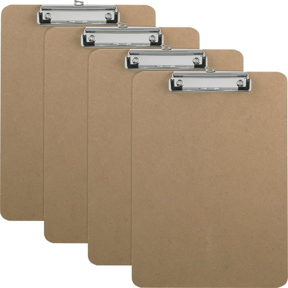 Business Source Flat Clip Hardboard Clipboard - 9" X 12 1/2" - Brown - 6 / Box