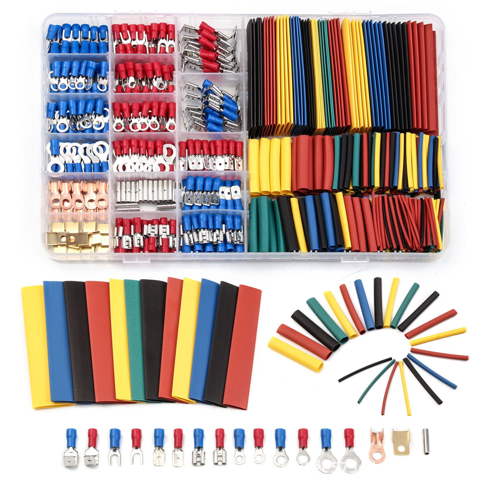 BIBABLYKE 678pcs Crimping Tool Set with Heat Shrink Tubes & Assorted Cold Press Terminals Electrical Terminals for Wiring Projects