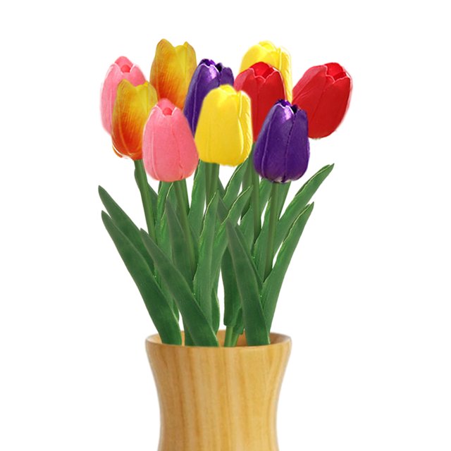 10 Uds. De tulipán corto de PU, decoración creativa, flor artificial, planta verde artificial
