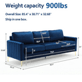 thumbnail image 5 of Muumblus 85" Velvet Couch, 3 Seater Sofa, Mid Century Modern Tufted Couches for Living Room, Navy Blue, 5 of 11