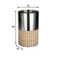 thumbnail image 3 of happimess Asher Modern 4.13-Gallon 2-Tone Natural Wicker/Metal Cylinder Waste Basket, Chrome/Natural, HPM1102B, 3 of 8