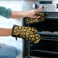 thumbnail image 2 of Black Sunflower Kitchen Oven Mitt and Pot Holder Sets 4 Pcs for Baking, Cooking and Grilling, Heat Resistant Up To 392 °F, 2 of 7