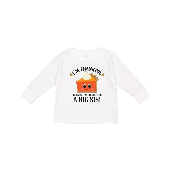 Inktastic Thanksgiving Big Sis Announcement Girls Long Sleeve Toddler T-Shirt