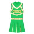 thumbnail image 5 of inhzoy Women's Cheerleading Uniforms Metallic Cheer Leader Pleated Leotard Dress Green M, 5 of 7