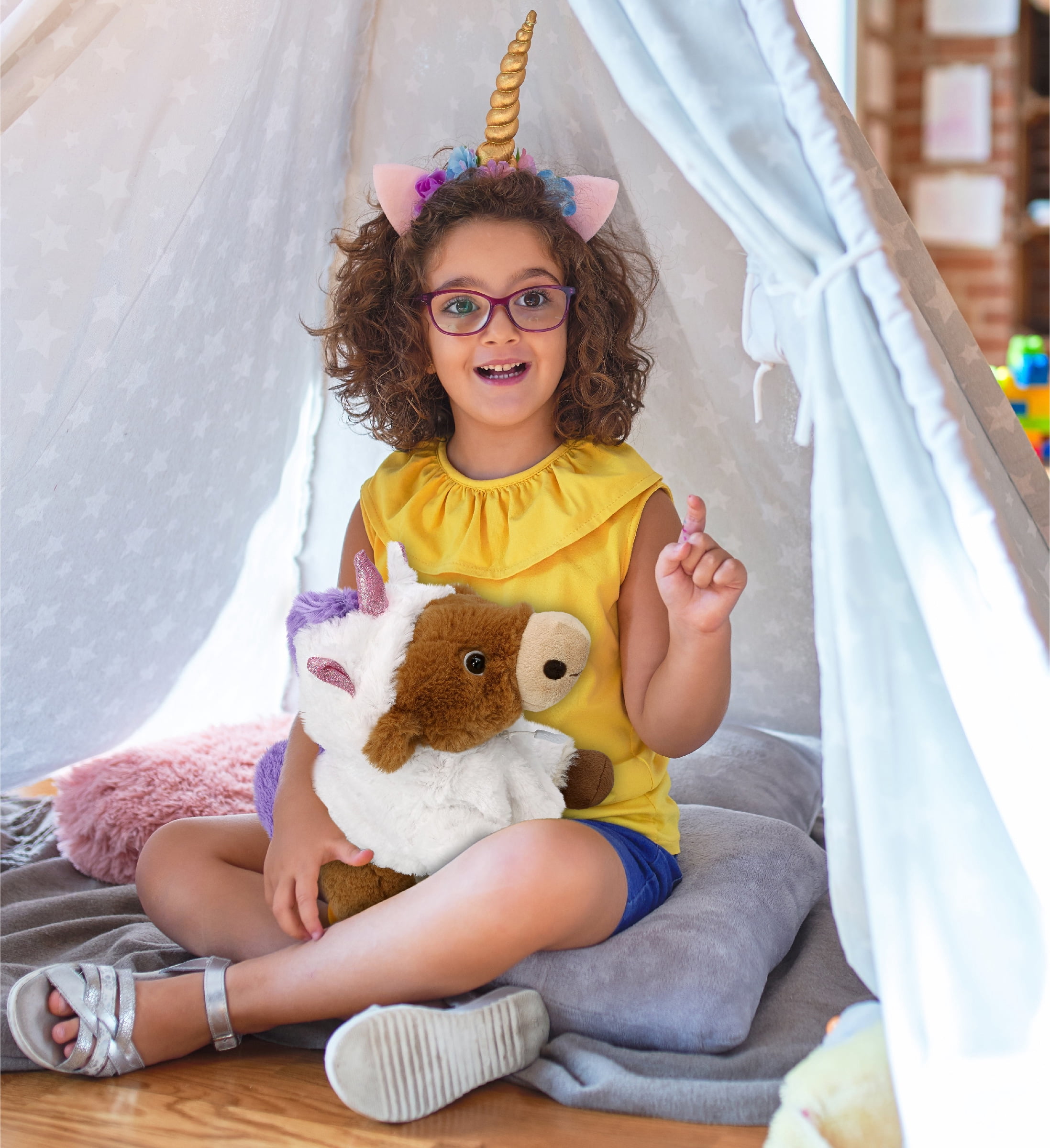 DolliBu Standing Reindeer Unicorn Plush Stuffed Animal Toy - Super Soft Unicorn Dress Up Animal with Removable Plush Unicorn Outfit, Cute Fantasy Animal Plush Gift for Kids and Adults - 11 Inches