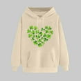 thumbnail image 2 of Plebaso Sweatshirts à Capuche pour Femmes pour la Saint-Patrick, Manches Longues, Imprimé Trèfle, 2 of 5