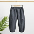 thumbnail image 2 of Toddler Boys Pants Cargo Trousers Mid Waist Elastic Wide Leg Pockets Trouser Solid Color Bottoms Pants For Boys 3T-4T, 2 of 4