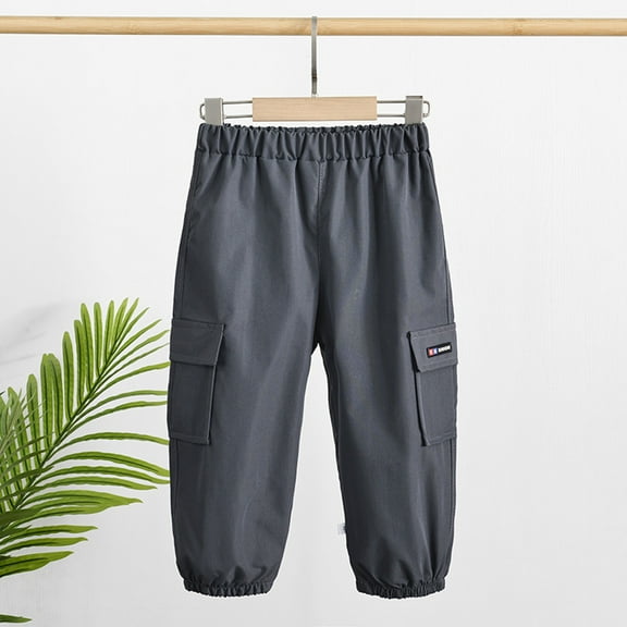 Unisex Child Cargo Parachute Pant Grey Cargo Pants Casual Straight Leg Casual Cargo Jogger Pants Kids Pants Boys 18-24 Months