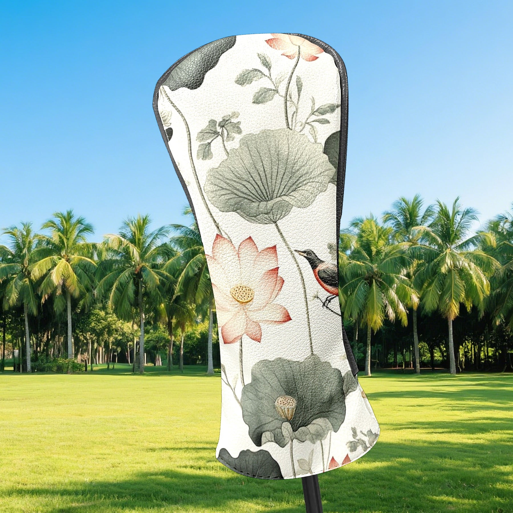 Golf Head Covers Chinese Style Pattern for Driver, Wood & Hybrid, Premium Waterproof PU Leather with Plush Lining, Oriental Golf Gifts