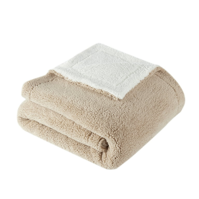 SoftLux Reversible 2-Tone Sherpa Dual Layer Throw Blanket