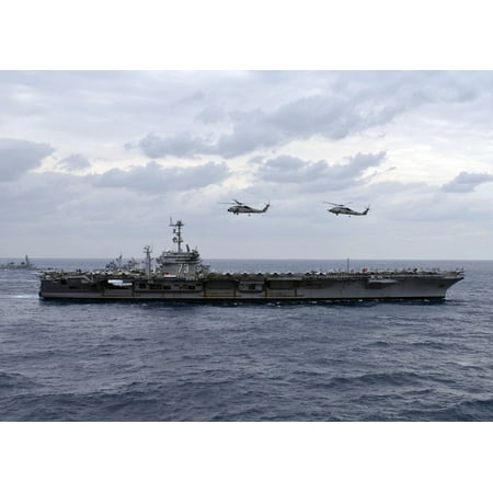 LAMINATED POSTER The aircraft carrier USS George Washington (CVN 73) steams in formation with Japan Maritime Self-De Poster Print 24 x