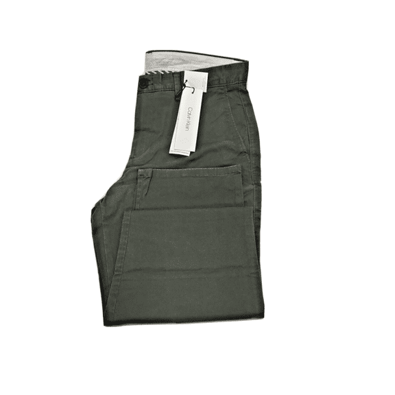 Calvin Klein Men's Casual Stretch Chino Slim Straight Fit Pant, Olive, 29x32