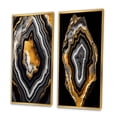 thumbnail image 3 of Designart "Glamorous Serenity Black Gold Agate" Abstract Shapes Framed Wall Art Set Of 2 - Transitional Gold Frame Gallery Set For Office Decor, 3 of 6