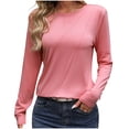 thumbnail image 5 of XFLWAM Long Sleeve Crew Neck Cotton T Shirt for Women Classic Fit Shirt Soft Breathable Casual Tee Pullover Basic Tops Pink XL, 5 of 9