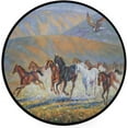 thumbnail image 2 of Area Rugs Vintage Oil Painting Running Herd Of Horses Soft Round Rugs for Living Room Non Slip Circle Floor Mat Carpets for Bedroom Kids Rooms Children Playroom Baby Crawling Mat, 3 Feet, 2 of 5