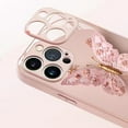 thumbnail image 2 of Designed for iPhone Case,Luxury Tempered Glass Butterfly Pattern Camera Lens Protection with Hand Wrist Shockproof Protective Cover Phone Case (Pink,iPhone 13 Pro Max), 2 of 5