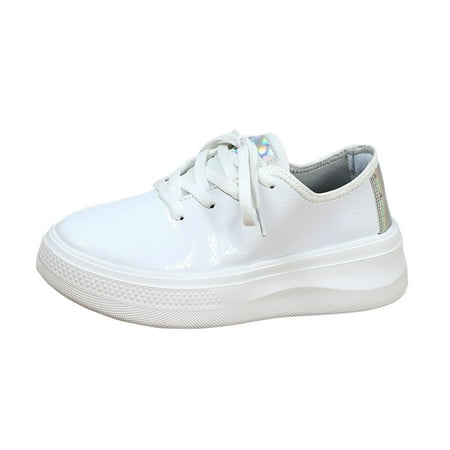 

MIASHUI Walking Shoes Couples Embossed Leather Sneakers Thick Soled Shoes Womens Sneakers White 7.5