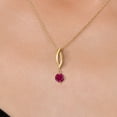 thumbnail image 3 of Gem Stone King 10K Yellow Gold Red Created Ruby Pendant Necklace for Women | 0.40 Cttw | Gemstone July Birthstone | Round 4.5MM | With 18 inch Chain, 3 of 6