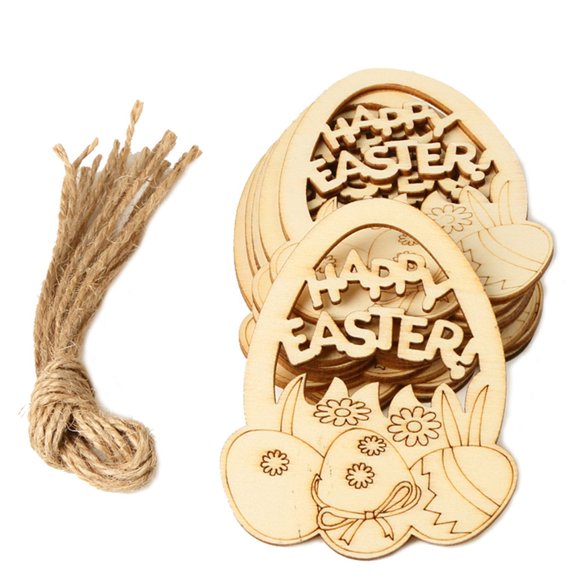 Boovnll Oeufs de Pâques, Décoration de Maison de Pâques Bricolage Copeaux Creux en Bois Petit Pendentif Artisanat 10 Pcs, Décorations de Pâques, Oeufs de Pâques en Plastique, Oeufs en Plastique
