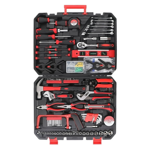 Harigal 328-Piece Mechanics Tool Set with Case, 1/4" & 1/2" Drive, Wrenches, Professional Tools Kit for Car Repair, Red