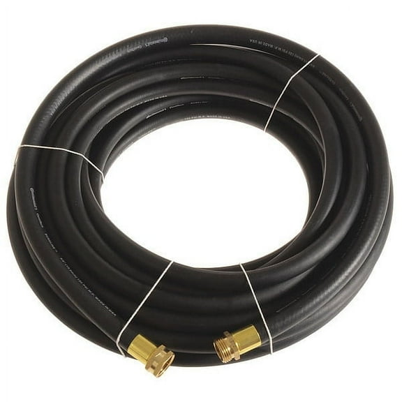 5/8 in ID x 50 ft L Garden Hose, EPDM Tube, Black, Brass x Brass Fitting