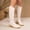 Beige, variant on Knee High Boots for Women Round Toe Tall Flat Low Chunky Heel Long Riding Boots with Back Zipper for Fall and Winter Party Formal Occasions