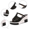 thumbnail image 4 of Rokment Womens Platform Wedge Backless Slides Sandals Ladies Openwork Leather Peep Toe Color Block Chunky Heels Mules Dress Slip on Slippers Summer 2026, 4 of 8