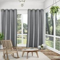 Exclusive Home Biscayne Indoor/Outdoor Two Tone Textured Grommet Top Curtain Panel Pair, 54"x120", Navy