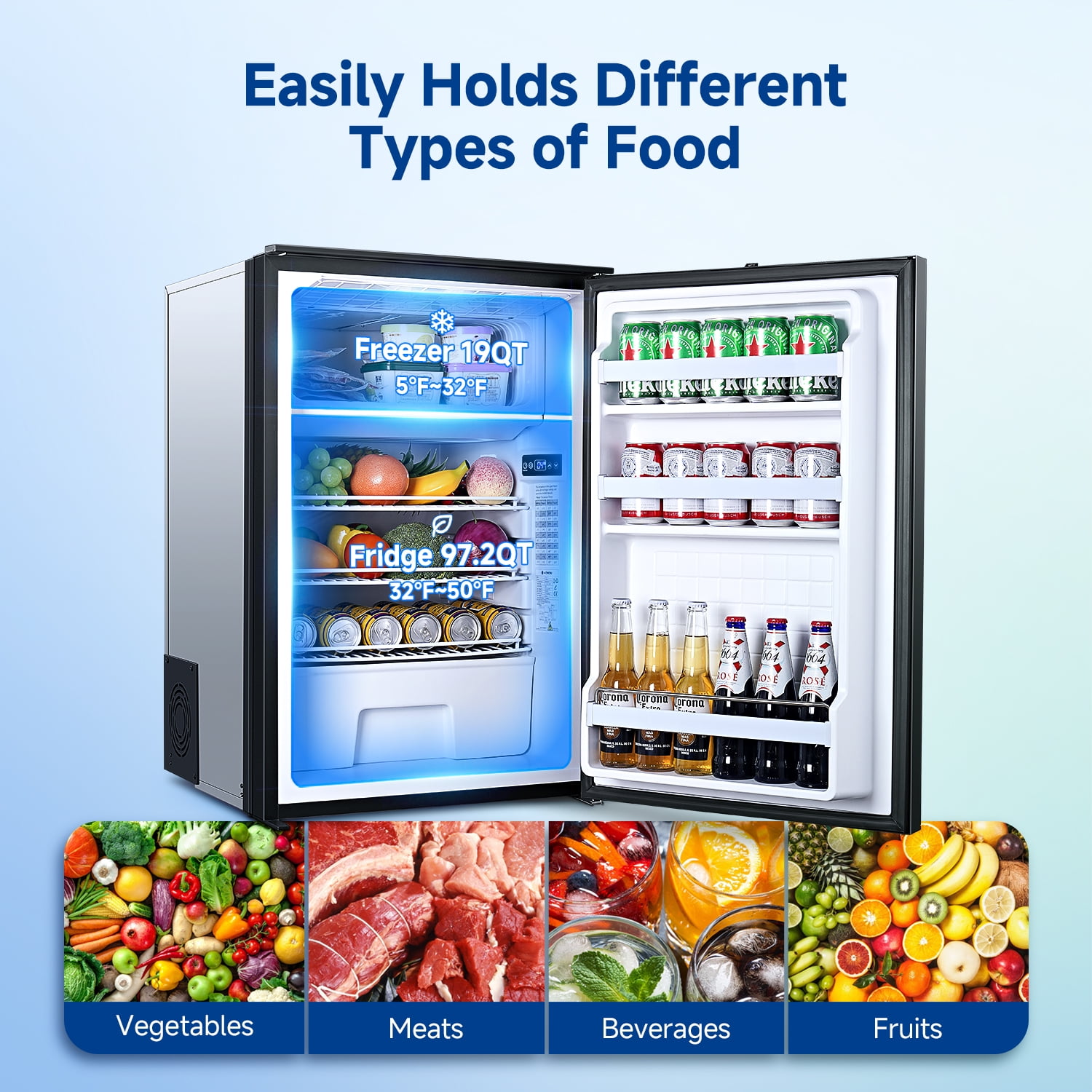 BODEGA 12 Volt Refrigerator with Freezer, 116.2 Quart Portable Car Fridge Freezer, 12/24V DC Travel RV Refrigerator, Black