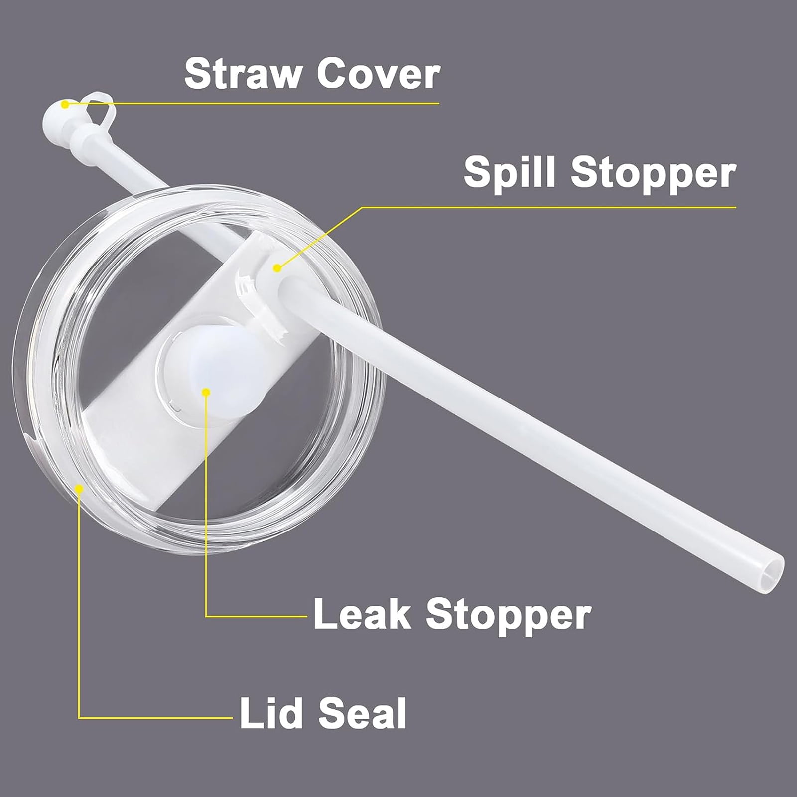 BOSORIO Spill Stopper Set Compatible with Stanley Quencher H2.0/1.0 30&40  OZ Tumbler with Handle, 2 Cloud Shape Straw Covers for 10mm Straws and 4