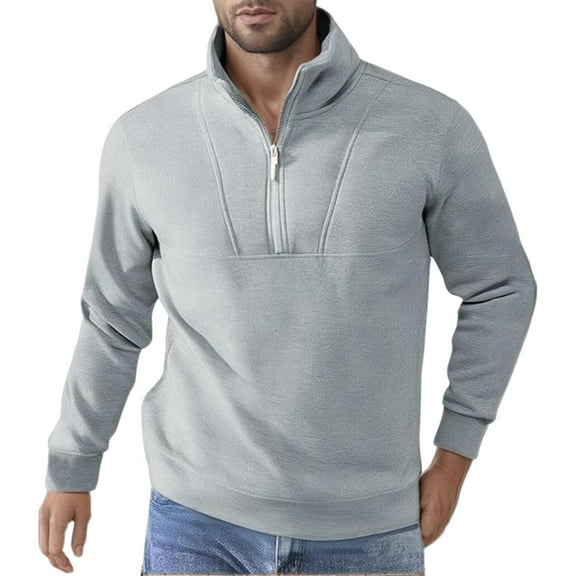 LIUJUNSHOP Men's French Terry Crewneck Sweatshirt Mens Casual Zip Up Pullover Sweatshirt Long Sleeve Stand Collar Soft Breathable Comfortable Loungewear Tops