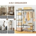 thumbnail image 4 of Clothing Rack With Shelves, Organizers and Storage for Clothes, Portable Wardrobe With Rod, Garment Rack Shelves, Rangement Garde Robe (Black), 4 of 8