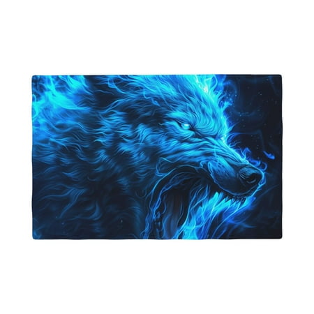 

Placemats Set of 4 / 6 Blue Fire Wolf Placemats for Dining Table Indoor/Outdoors Heat Resistant Washable Placemats 18 x 12