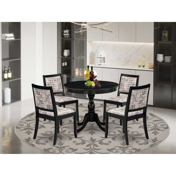 East West Furniture Antique 5-Piece Kitchen Dining Set in Black Finish
