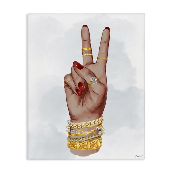 Stupell Industries Modern Glam Peace Hand Sign Canvas Art, 16 x 20, by Ziwei Li