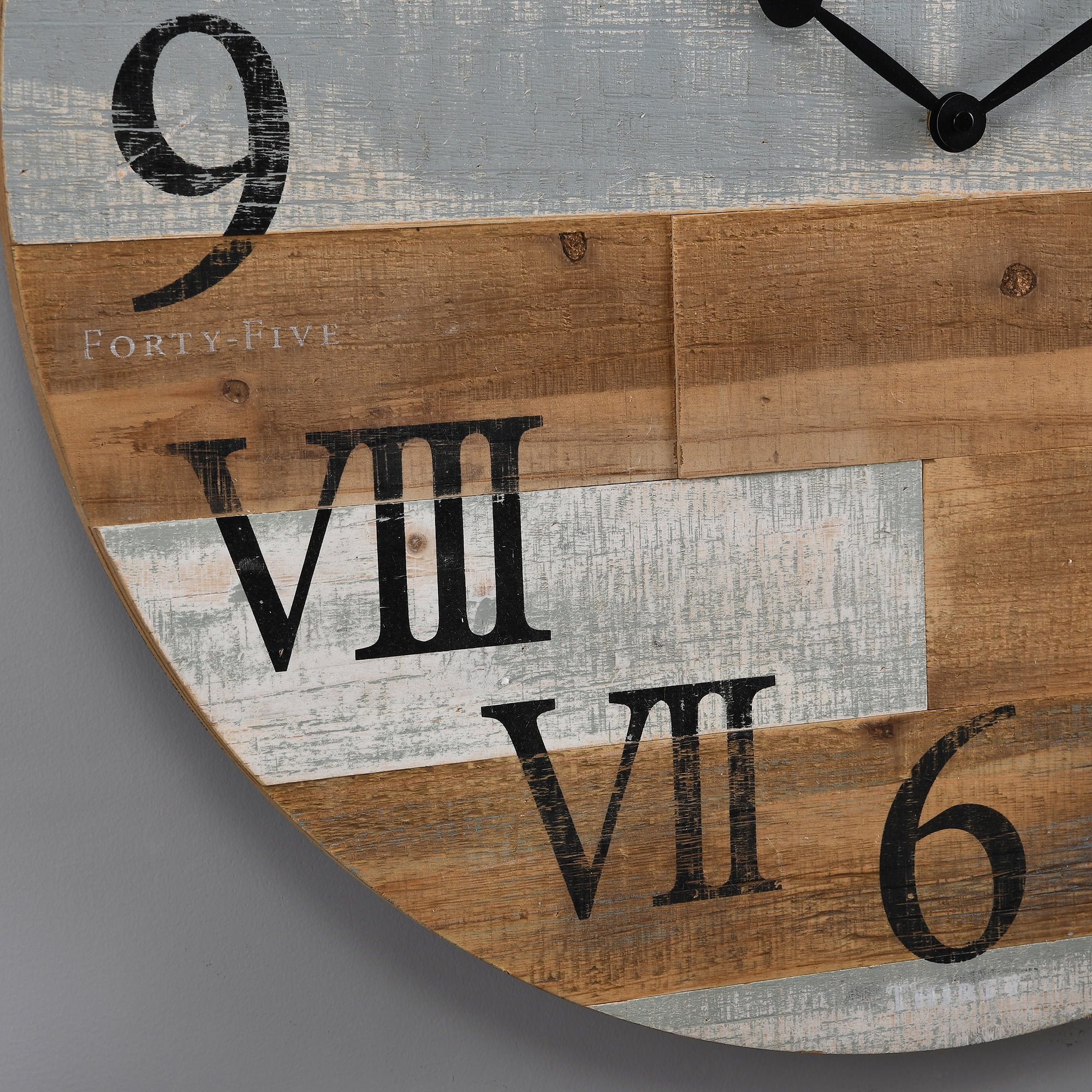 FirsTime & Co. Brown And Blue Rustic Barn Wood Wall Clock, Farmhouse, Analog, 24 x 1.75 x 24 in