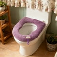 thumbnail image 6 of Gourd-Shaped Plush Toilet Seat Cover | Winter Bathroom Mat | Soft Fleece Fabric | Purple, Gray, Pink | 42x37cm | 1-Pack, 6 of 6