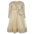 thumbnail image 4 of Sweet Butterfly Girls' 3-Piece Bag Shrug Dress Set Outfit Color: champagne Size: 6 - 7, 4 of 5