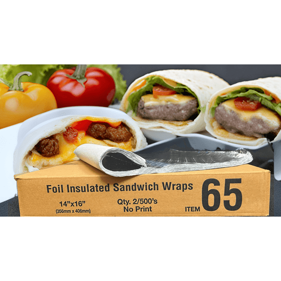 1,000 Insulated Cushion Foil Paper Sandwich Wrap 14" x 16", Two (2) Bundles of 500 Wraps Each